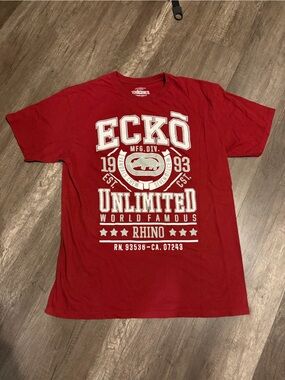 Ecko Unltd. Red Rhino Graphic Logo Tee Red (TAGGED L)